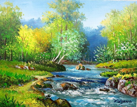 Oil painting, Western painting (can be delivered with oil painting frame) P10 Oirase Stream Hazawa Shimizu, Painting, Oil painting, Nature, Landscape painting