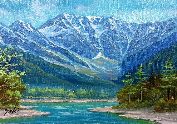 油画 西洋画(可附油画框) No. F6 上高地 1 Kenzo Seki, 绘画, 油画, 自然, 山水画