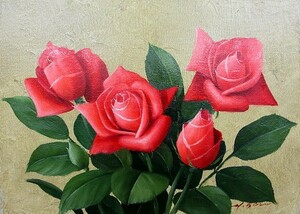 油彩画 洋画 (油絵額縁付きで納品対応可) F10号 「ばら１ 薔薇１」 安田 英明