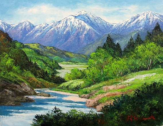 Oil painting, Western painting (can be delivered with oil painting frame) P6 size Jonen-dake Ryohei Shimamoto, Painting, Oil painting, Nature, Landscape painting