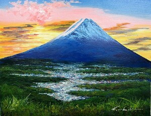 油彩画 洋画 (油絵額縁付きで納品対応可) M20号 「黎明富士」 中島 晃次