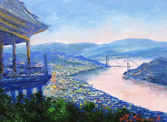 Oil painting, Western painting (delivery available with oil painting frame) M12 Onomichi 2 by Ryohei Shimamoto, Painting, Oil painting, Nature, Landscape painting