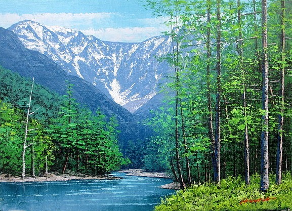 Oil painting, Western painting (can be delivered with oil painting frame) M15 Hotaka Mountain Range Kazuyuki Hirose, painting, oil painting, Nature, Landscape painting