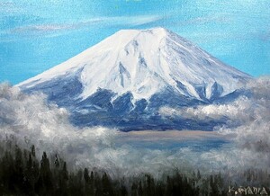 油彩画 洋画 (油絵額縁付きで納品対応可) F15号 「雲上の白富士」 大山 功