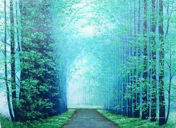 Pintura al óleo Pintura occidental (se puede entregar con marco para pintura al óleo) No. F4 Camino de la niebla de la mañana Mamoru Yokoyama, cuadro, pintura al óleo, Naturaleza, Pintura de paisaje