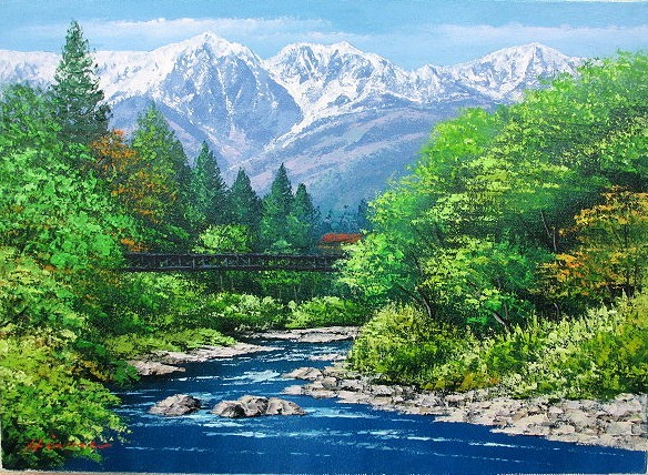तैल चित्र, पश्चिमी पेंटिंग (तेल पेंटिंग फ्रेम के साथ डिलीवरी उपलब्ध) F8 आकार हकुबा-डेके काजुयुकी हिरोसे, चित्रकारी, तैल चित्र, प्रकृति, परिदृश्य चित्रकला