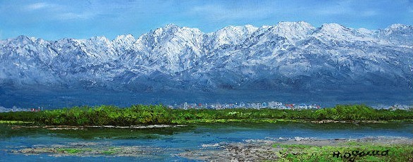 Pintura al óleo, Pintura occidental (entrega posible con marco de pintura al óleo) WF6 Cordillera de Tateyama Hisao Ogawa, Cuadro, Pintura al óleo, Naturaleza, Pintura de paisaje