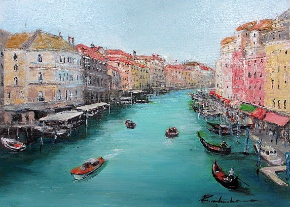 طلاء زيتي, اللوحة الغربية (التسليم متاح مع إطار الرسم الزيتي) WSM Venice للفنان كوجي ناكاجيما, تلوين, طلاء زيتي, طبيعة, رسم مناظر طبيعية