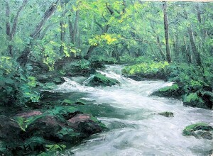 Art hand Auction Oil painting Western painting (can be delivered with oil painting frame) P20 Oirase Isao Oyama, painting, oil painting, Nature, Landscape painting