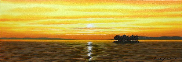 油画, 西洋画(可附油画框) WSM 宍道湖 2 浅隈俊彦, 绘画, 油画, 自然, 山水画