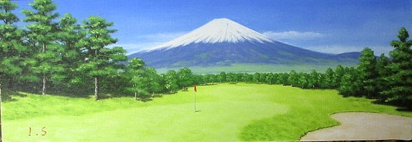 Pintura al óleo, Cuadro occidental (se puede entregar con marco de pintura al óleo) F10 Fuji Golf Course (bunker) de Ippei Shinyashiki, Cuadro, Pintura al óleo, Naturaleza, Pintura de paisaje