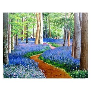 Art hand Auction 油彩画 洋画 (油絵額縁付きで納品対応可) M4号 ｢ブルーベルの森｣ 羽沢 清水, 絵画, 油彩, 自然, 風景画