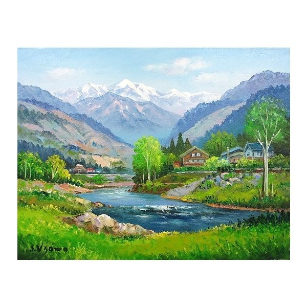 Oil painting Western painting (can be delivered with oil painting frame) WF6 Hida Takayama Hazawa Shimizu, painting, oil painting, Nature, Landscape painting