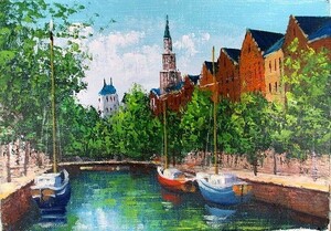 油彩画 洋画 (油絵額縁付きで納品対応可) F4号 「アムステルダム」 広瀬 和之