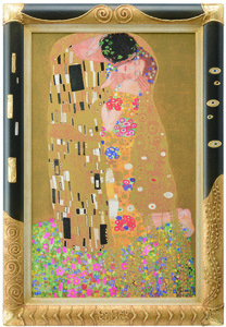 ジークレー版画 額装絵画 UVカットアクリル KLIMT作 「KISS」サイズ額外寸約728X505mm