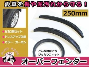 汎用 フェンダーモール カーボン Sサイズ 250mm 2枚セット 左右 エアロ 泥除け フロント リア フェンダーリップ オーバーフェンダー