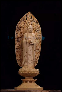 最新作 木彫仏像 仏教美術 精密細工 高品質 仏師で仕上げ品 地蔵菩薩立像 高さ43cm