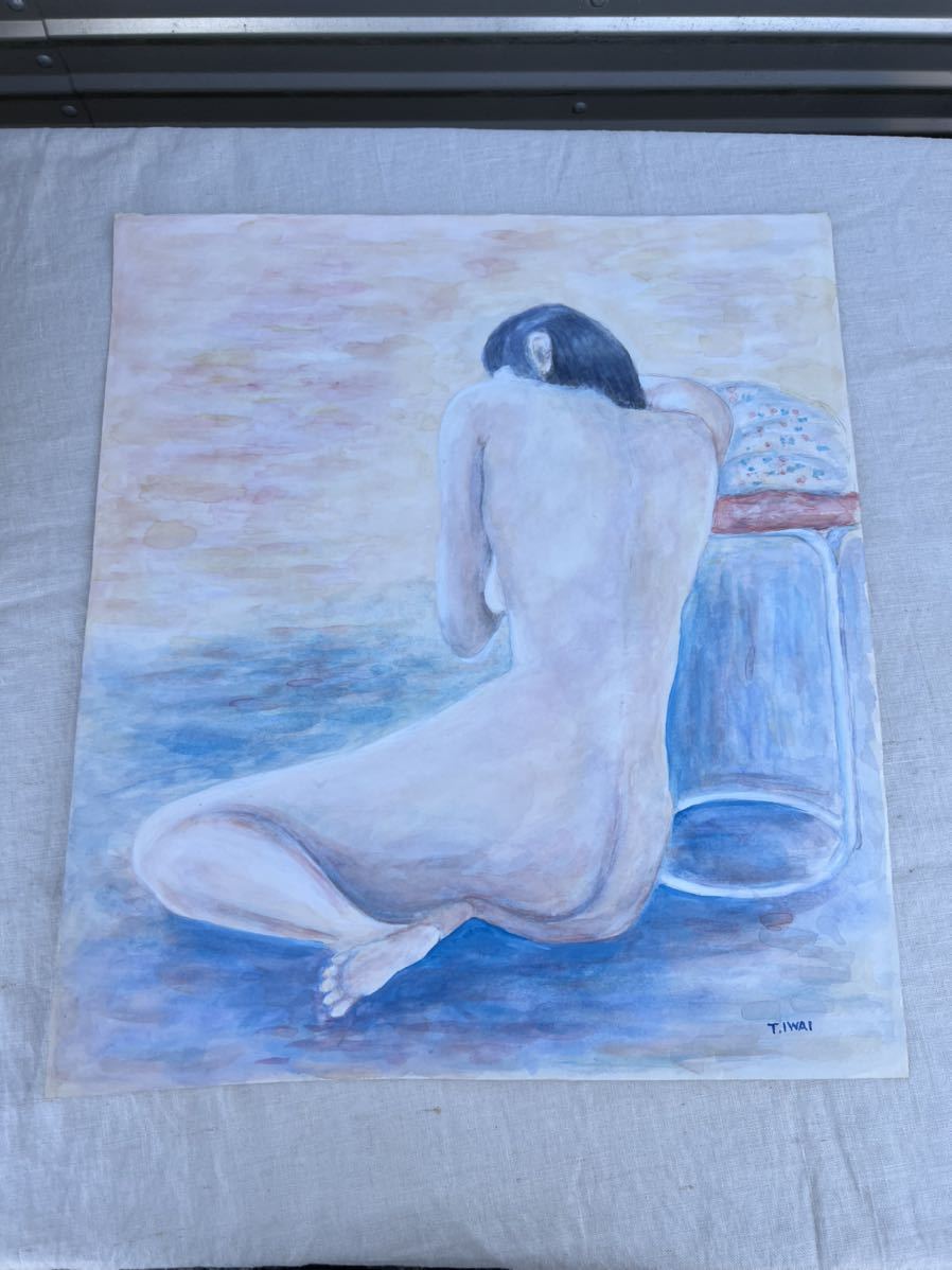 ◆水彩画 人物画 岩井巍 1999年8月◆A-2552, 絵画, 水彩, 人物画