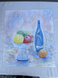 Art hand Auction ◆Акварельные фрукты Иваи Ивай, апрель 2002 г. ◆A-2553 Размер Высота 54 см Ширина 47, 5 см, рисование, акварель, натюрморт