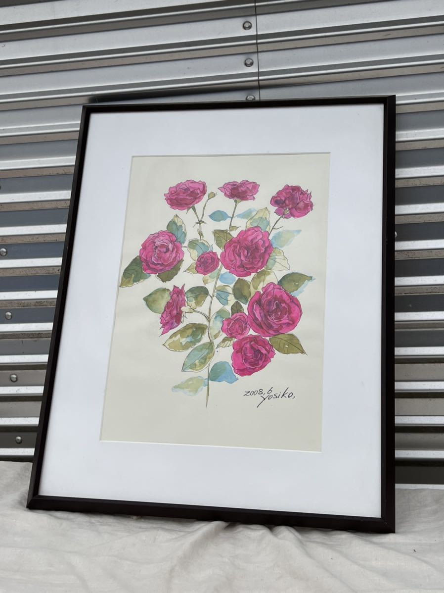 ◆Aquarelle rose juin 2008 par yoshiko ◆A-2592, peinture, aquarelle, Nature, Peinture de paysage