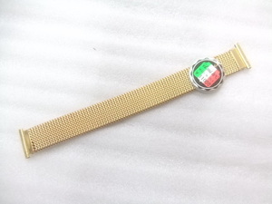 未使用新品イタリーエルミテックス金色腕時計ノビノビベルト18ミリ定価11000円　S126