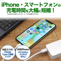 同梱可能 USB-ACアダプター USB PD対応 18W超急速充電器 TYPE-C+USB 2ポート USB060ｘ１台_画像5