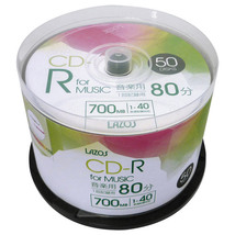 送料無料 CD-R 80分 音楽用 50枚組スピンドルケース入 40倍速対応 ホワイトワイド印刷対応 L-MCD50P/2839 Lazosｘ１個_画像1