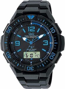  free shipping wristwatch Citizen radio wave solar chronograph 10 atmospheric pressure waterproof men's MD06-335 men's black × blue /3509