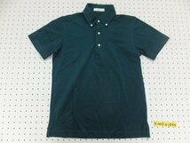 〈送料280円〉green label relaxing UNITED ARROWS ユナイテッドアローズ メンズ ボタンダウン 半袖ポロシャツ S 深緑_画像1