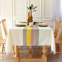 3色が可愛い　落ち着いたデザイン　テーブルクロス 北欧 長方形 コットン リネン おしゃれ 食卓テーブルクロス 140x180cm　4-6席_画像2