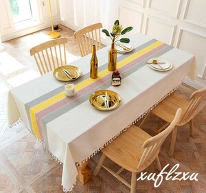 3色が可愛い　テーブルクロス 北欧 長方形 コットン リネン おしゃれ 食卓テーブルクロス 140x140cm　4席