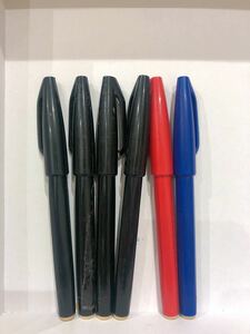 ぺんてる　水性ペン　6本セット　赤・青・黒