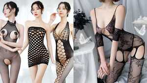 ボディストッキング 全身網タイツ オープンクロッチ 透け透け 穴あき セクシー