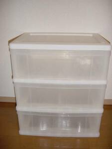 * new goods * unused [ with casters ]3 step clothes case clear case 3 piece hope number possible!!!