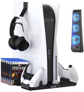 PS5縦置きスタンド 3in1 収納+冷却+充電 PS5充電スタンド