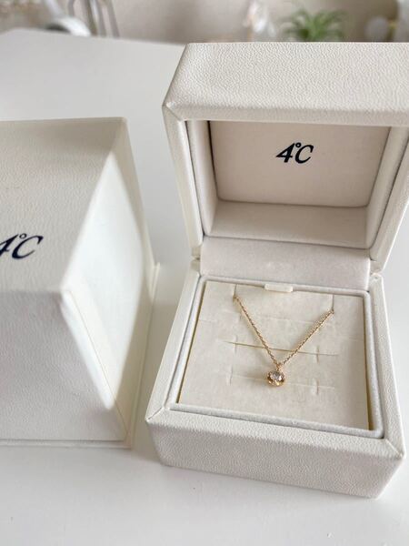 4℃ 1粒ダイヤモンドネックレス K10YG