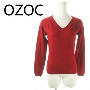 オゾック OZOC ニット セーター Vネック 長袖 ウール 38 赤 レッド 220322AO9A