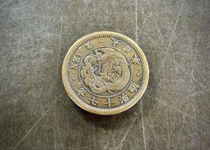 2 sen copper coin Meiji 17 year free shipping (13687) coin old coin antique Japan money modern times collection 