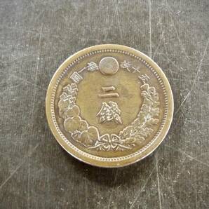 2銭銅貨 明治14年 送料無料 （13727）    硬貨 古銭 アンティーク 日本 貨幣 近代 コレクション の画像2