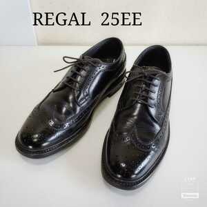 美品◆REGAL リーガル ウィングチップ 牛革 レザーシューズ/ビジネスシューズ/革靴(25EE)黒/ブラック