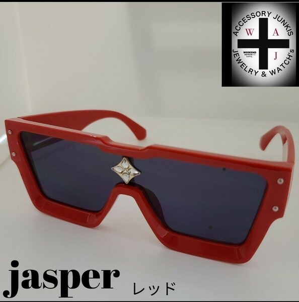 大人気 jasper サングラス 海外メーカー レッド × ブラック レンズ ユニセックス 兼用