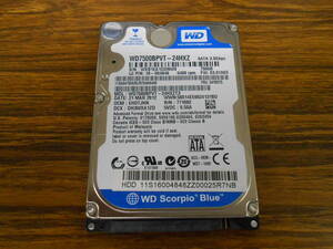 2.5インチHDD【Western Digital】WD Scorpio Blue WD7500BPVT　750GB