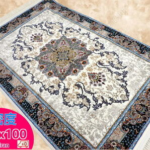 ペルシャ絨毯 玄関マット 150×100cm カーペット ラグ 63万ノット 高密度 ウィルトン 機械織り ペルシャ絨毯の本場 イラン産 本物保証 g16