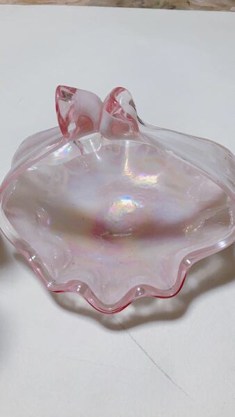 Vintage Flower Glass Vase レトロ　ガラス　カゴ　皿