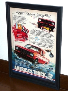 1982年 USA vintage 洋書雑誌広告 額装品 Ford Ranger フォード レンジャー (A4size)/ 検索用 店舗 ガレージ ディスプレイ 看板 雑貨 装飾