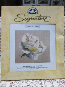 DMC Exclusive Counted Cross Stitch Kit/Kit point de croix compte Signature ISABELLE BARD WHITE ROSE/ROSE BLANACHE