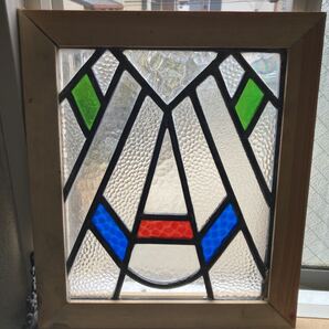 7s-992 アンティークステンドグラス 幾何学柄/上下使い可 1920年代英国製/イギリス製