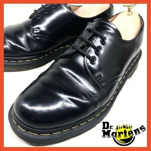 即決 Dr.Martens ドクターマーチン メンズ UK5 24.0cm 1461 3ホール レザーシューズ プレーントゥ イエローステッチ カジュアル 本革 靴 黒