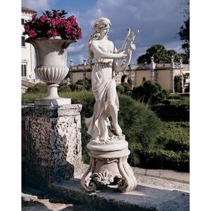 ハープ(竪琴)を持ったミューズ 女神 彫像 インテリア彫刻 オブジェ装飾品 洋風 オーナメント（輸入品