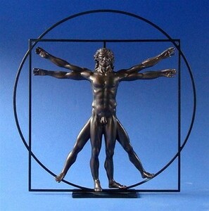 レオナルド・ダ・ヴィンチのウィトルウィウス的人体図 彫像 置物 彫刻 ダビンチの人体図 壁掛け彫像(輸入品